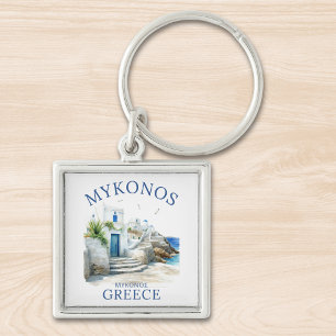 Mykonos in Watercolor Bliss Keychain