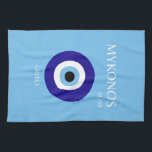 Mykonos Muse, Blue Kitchen Towel<br><div class="desc">A beautiful travel art design that captures the essence of Mykonos's summer days. It is a perfect addition to any place and would make a great addition to your life.</div>