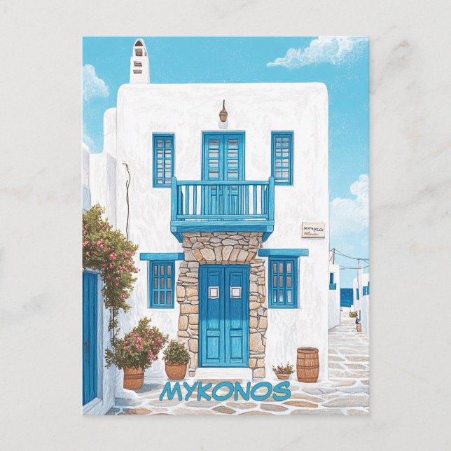 Mykonos Streets Travel Postcard (Front)