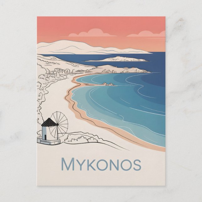 Mykonos Vintage minimalistic Postcard (Front)