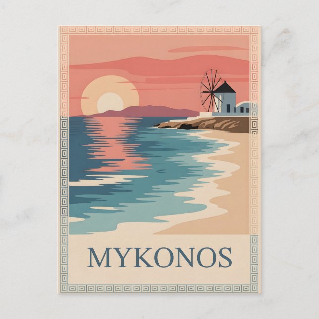 Mykonos vintage minimalistic  postcard (Front)