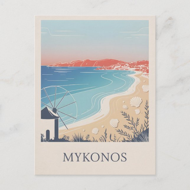Mykonos Vintage minimalistic Postcard (Front)