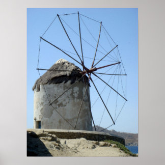 Mykonos Windmill Poster