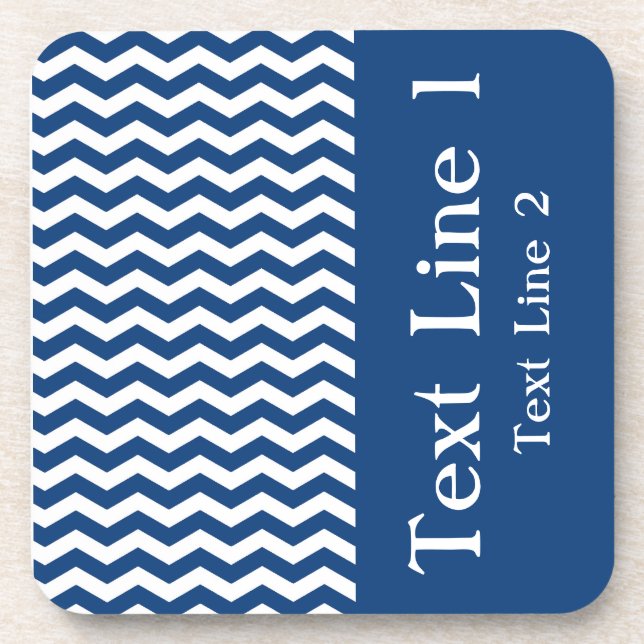 Mykynos Blue Wave Chevron customizable Coaster (Front)