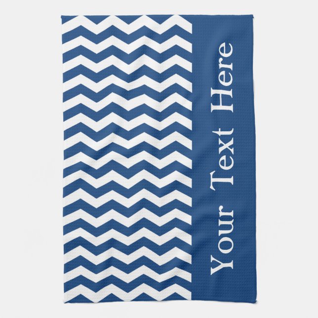 Mykynos Blue Wave Chevron customizable Kitchen Towel (Vertical)