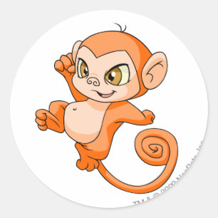 Mynci Orange Classic Round Sticker