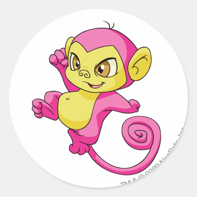 Mynci Pink Classic Round Sticker (Front)