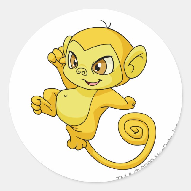 Mynci Yellow Classic Round Sticker (Front)