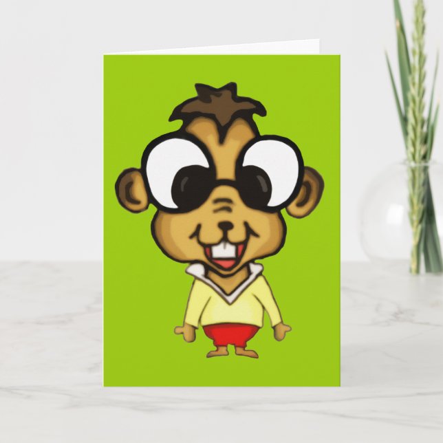Myopic Chipmunk Greeting Card (Front)