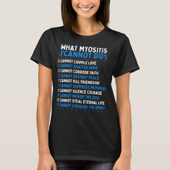 Myositis Awareness Fighter Myositis Warrior Ribbon T-Shirt (Front)