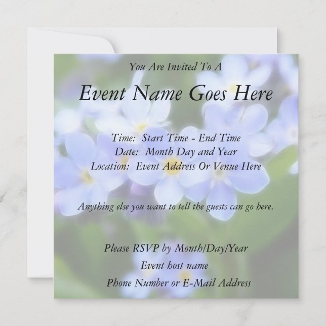 Myosotis sylvatica - Forget Me Nots Invitation (Front)