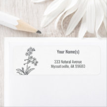 Myosotis Wildflower Forget-me-not Boho Black White