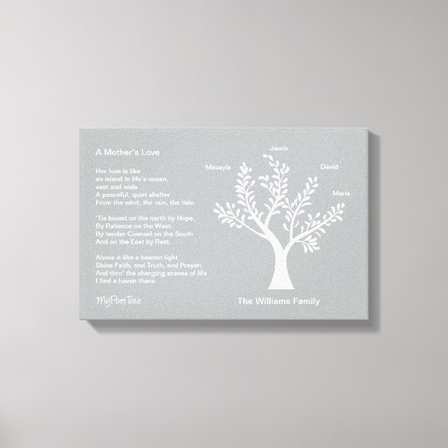 MyPoetTree, Family Tree with Poem for Mom Canvas Print (Front)