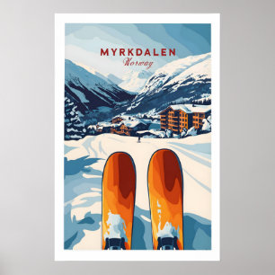 Myrkdalen Norway Print - Ski Resort Art Winter