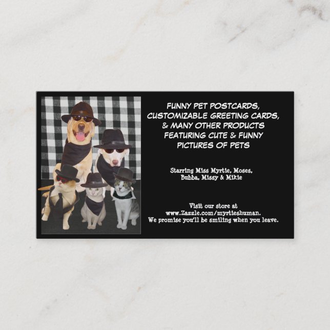 Myrtie's Blues Labs & Cool Cats Business Card (Front)