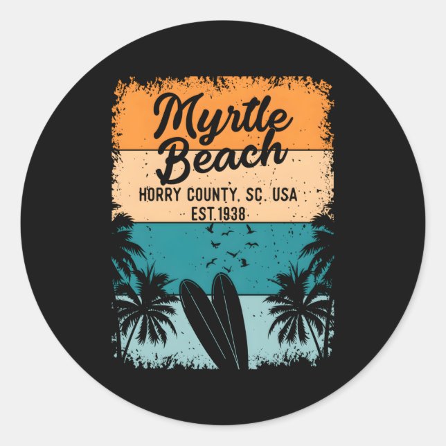 Myrtle Beach And Sc South Carolina Classic Round Sticker (Front)