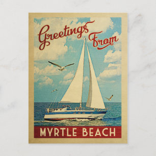 Myrtle Beach Carte postale Voilier Vintage voyage 