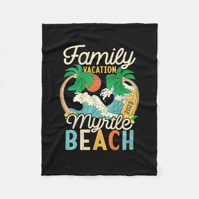Myrtle Beach Family Vacation 2023 Matching Retro C Fleece Blanket (Front)
