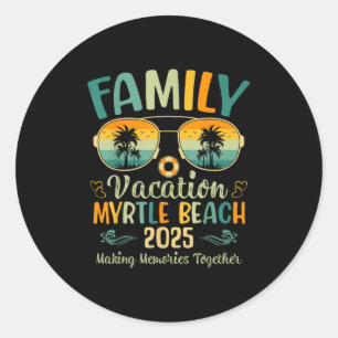 Myrtle Beach Family Vacation 2025 Matching Summer Classic Round Sticker