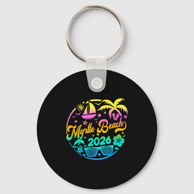 Myrtle Beach Family Vacation Beach Design Keychain (Front)
