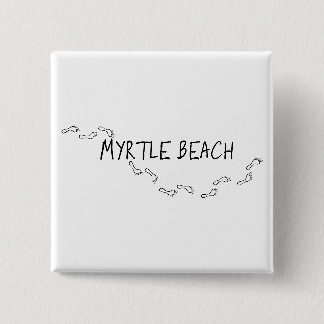 Myrtle Beach Footprints 2 Inch Square Button (Front)