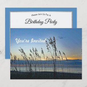 Myrtle Beach Grass Sunrise Photo Birthday Invitation