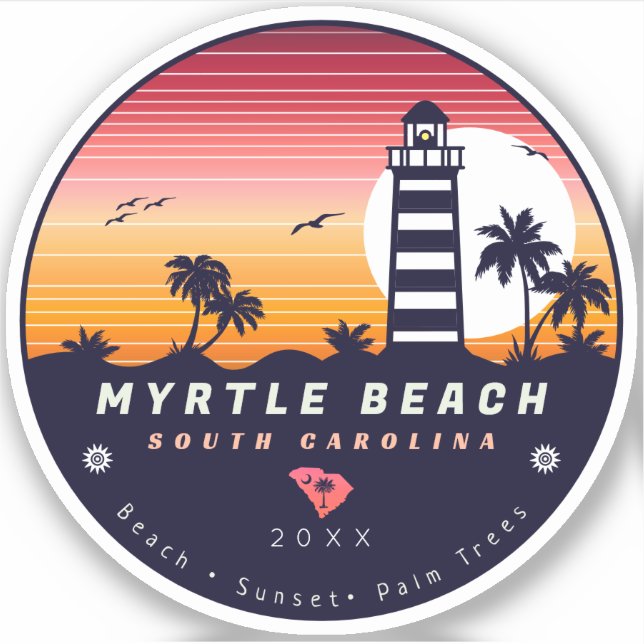 Myrtle Beach lighthouse SC Retro Sunset Souvenirs (Front)