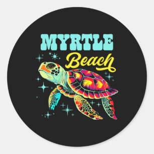 Myrtle Beach Sc Artistic Sea Turtle Retro Classic Round Sticker