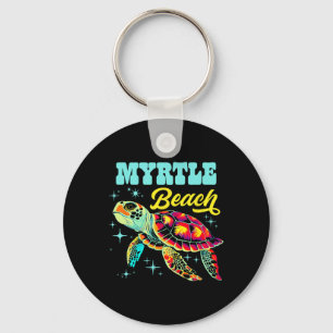 Myrtle Beach Sc Artistic Sea Turtle Retro Keychain