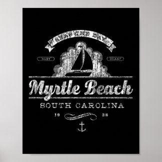 Myrtle Beach Sc Sailboat Vintage Nautical Tee Poster