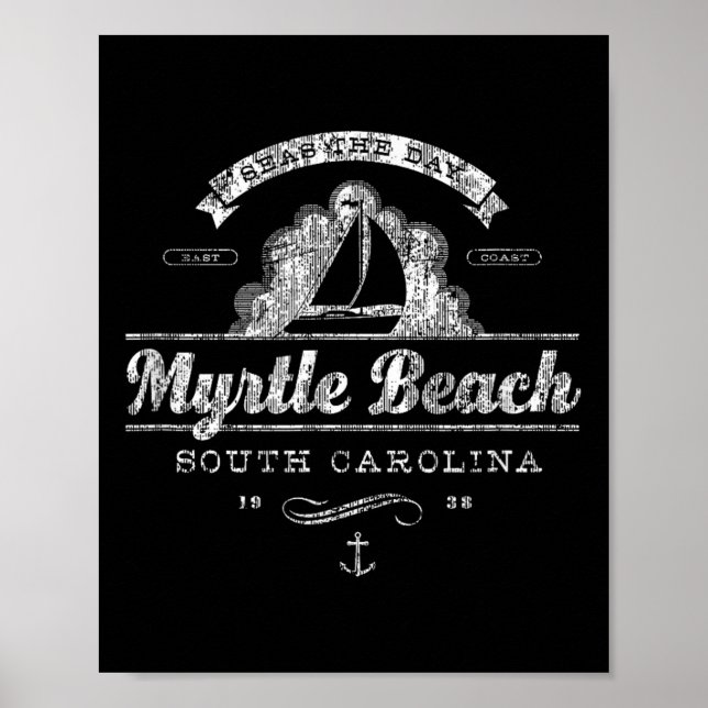 Myrtle Beach Sc Sailboat Vintage Nautical Tee  Poster (Front)