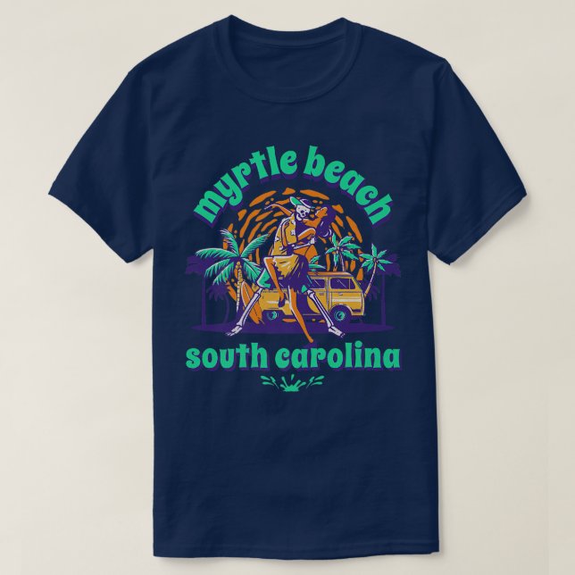 Myrtle Beach, SC Skeleton Summer Dancing  T-Shirt (Design Front)