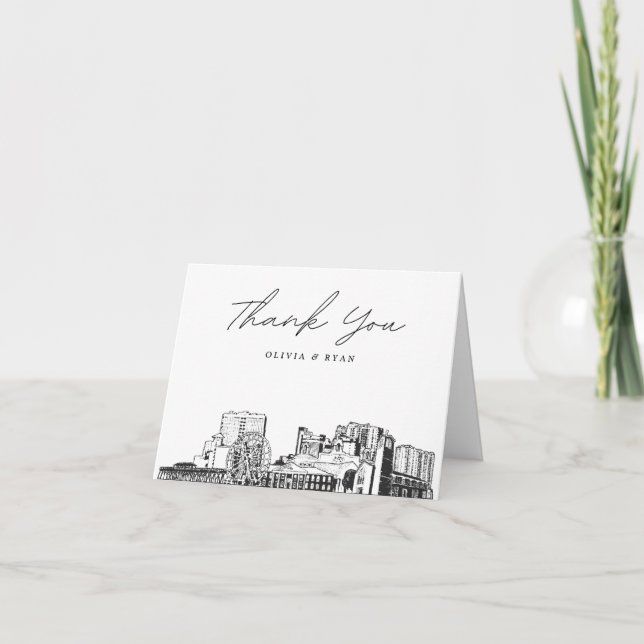 Myrtle Beach Skyline Blank Thank You Card (Front)