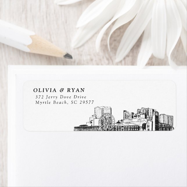 Myrtle Beach Skyline Modern Return Address Labels (Insitu)