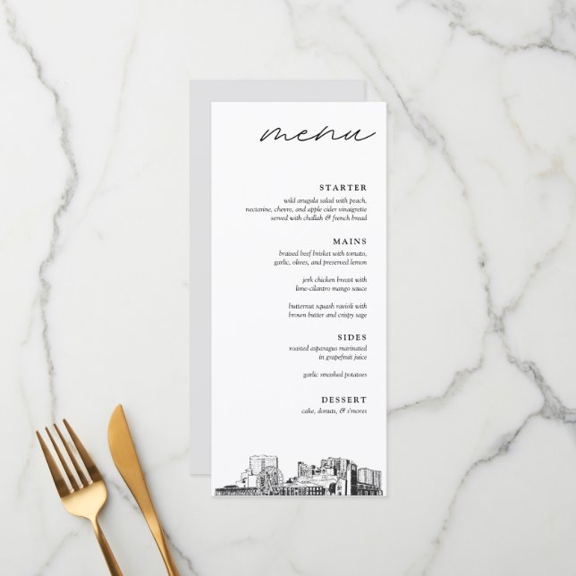 Myrtle Beach Skyline Wedding Dinner Menu (Front/Back In Situ)