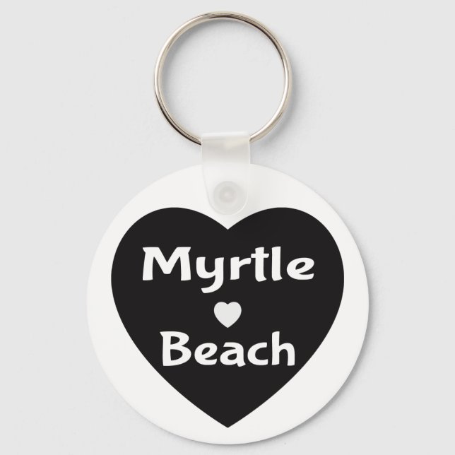 Myrtle Beach South Carolina Heart Black Keychain (Front)