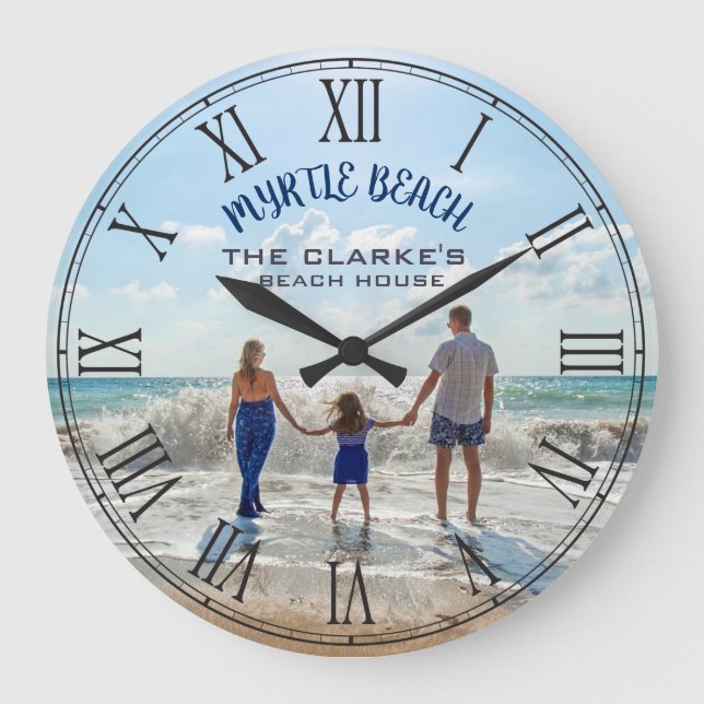 Myrtle Beach South Carolina or Change to Any Beach Large Clock (Front)