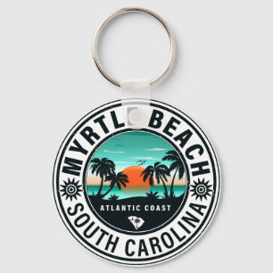 Myrtle Beach South Carolina Retro Sunset Souvenirs Keychain