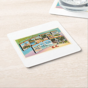 Myrtle Beach South Carolina SC Vintage Postcard- Square Paper Coaster