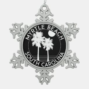 Myrtle Beach South Carolina Snowflake Pewter Christmas Ornament