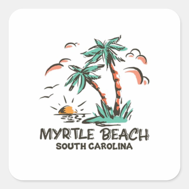 Myrtle Beach - South Carolina - Sunset Square Sticker (Front)