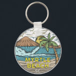Myrtle Beach South Carolina Vintage  Keychain<br><div class="desc">Myrtle Beach hand drawn illustration with mountains and ocean waves in the background. Perfect for anyone who loves to visit Myrtle Beach.</div>