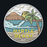 Myrtle Beach South Carolina Vintage  Magnet<br><div class="desc">Myrtle Beach hand drawn illustration with mountains and ocean waves in the background. Perfect for anyone who loves to visit Myrtle Beach.</div>