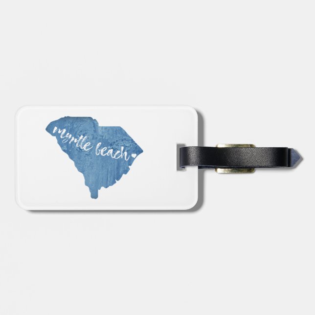 Myrtle Beach South Carolina Wood Grain Luggage Tag (Back Horizontal)