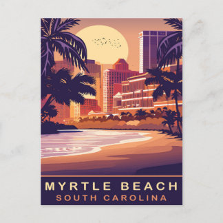 Myrtle Beach, Sunset, South Carolina, Travel Postcard
