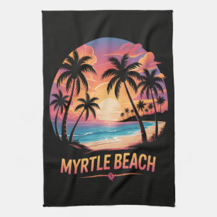 Myrtle Beach Vacation Surfer Kitchen Towel