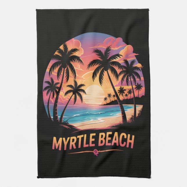 Myrtle Beach Vacation Surfer  Kitchen Towel (Vertical)