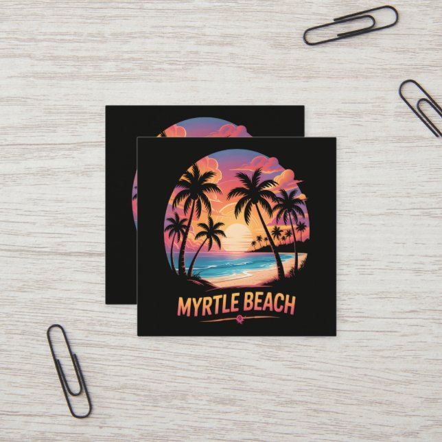 Myrtle Beach Vacation Surfer  Square Business Card (Front/Back In Situ)