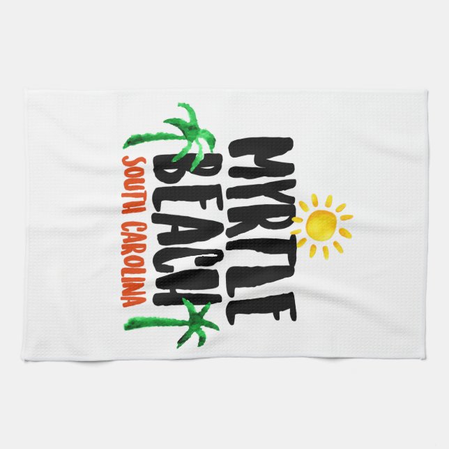 Myrtle Beach Watercolor Kitchen Towel (Horizontal)