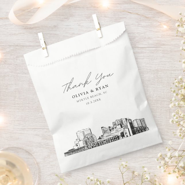 Myrtle Beach Wedding Personalized Favour Bag  (Clipped)